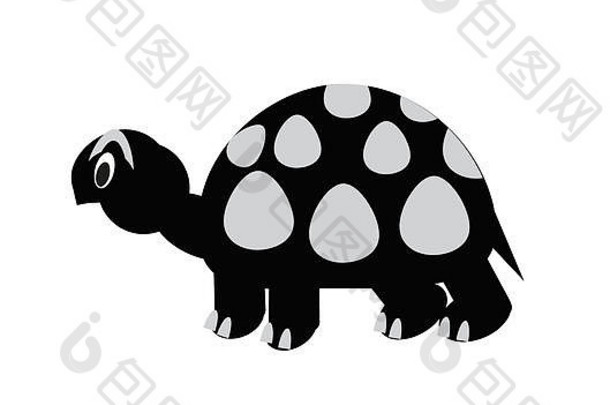 黑色的轮廓乌龟插图孤立的背景
