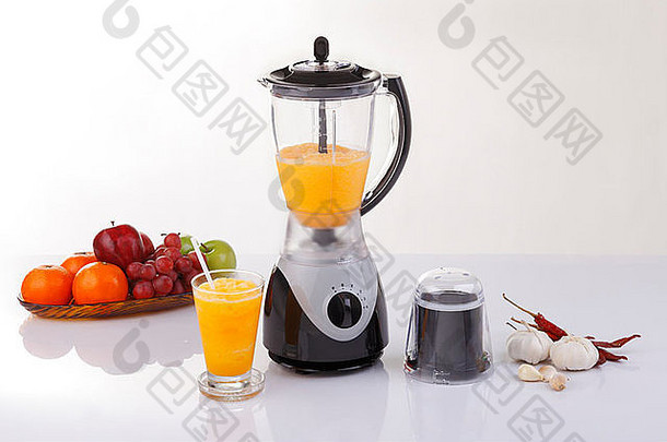 电搅拌机水果橙色汁