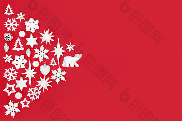 圣诞节装饰背景小玩意装饰红色的复制空间传统的符号节日季节