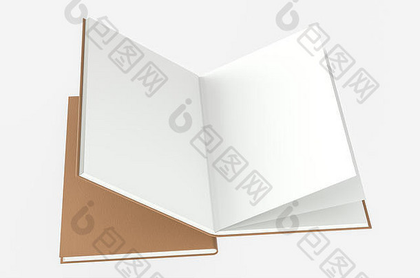 棕色（的）空白开放笔记本背景呈现电脑数字背景