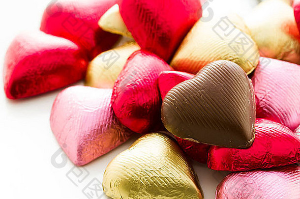 心形状巧克力<strong>糖果包装</strong>色彩斑斓的箔情人节一天