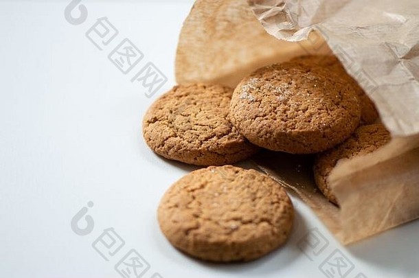 甜蜜的轮饼干棕色（的）纸袋白色表格