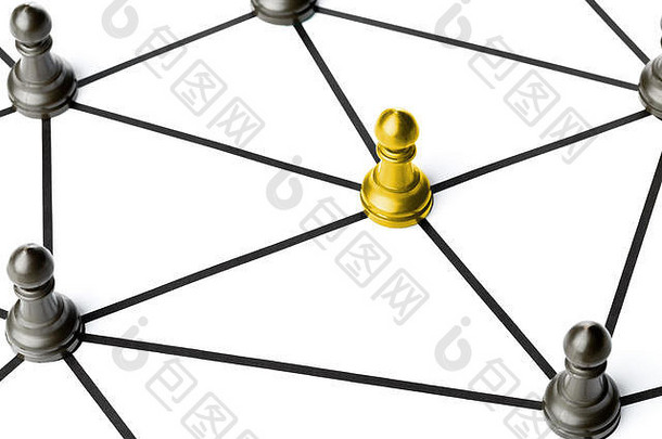黄金国际象棋兵数字连接数据黑色的行白色背景团队合作连接社会网络概念