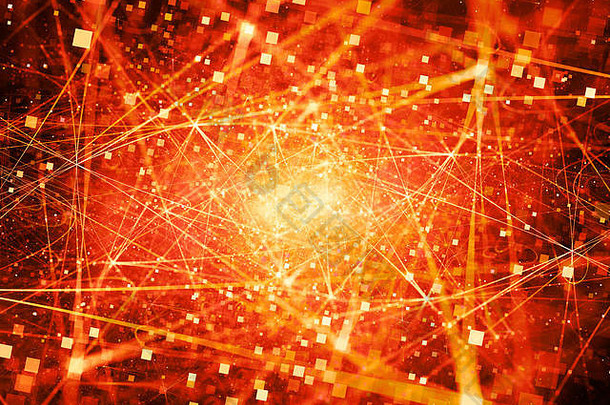 激烈的发光的连接空间粒子大数据电脑生成的摘要背景呈现