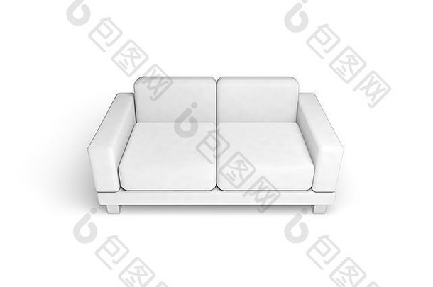 沙发孤立的白色空室内背景插图