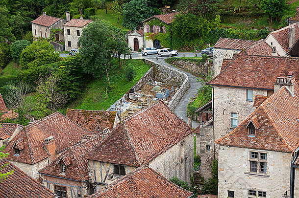 法国小小镇圣西尔克拉波皮亚视图水平拍摄