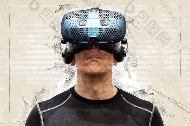 男人。画世界虚拟现实头盔