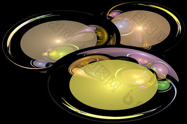 分形插图分形行形式发光的椭圆形结构类似的飞行飞碟