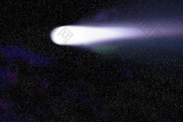 蓝色的彗星空间色彩斑斓的星云