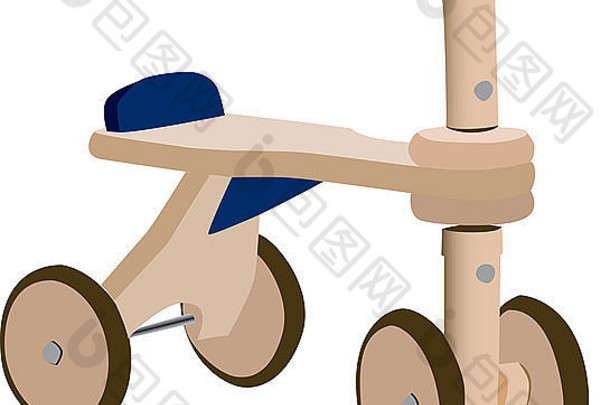 木玩具自行车轮子孤立的白色背景