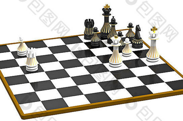 白色攻击白色移动国际象棋概念渲染