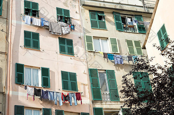 洗衣干燥窗户历史中心热那亚利古里亚意大利