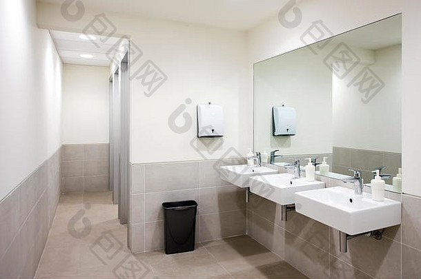 空公共浴室白色汇宽墙镜子空气手干燥机黑色的回收本