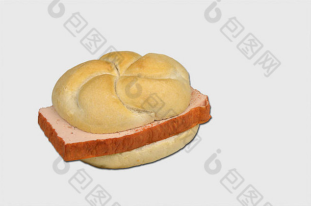 三明治肉面包孤立的白色背景
