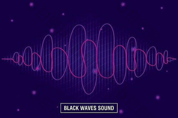 黑色的波声音紫色的背景