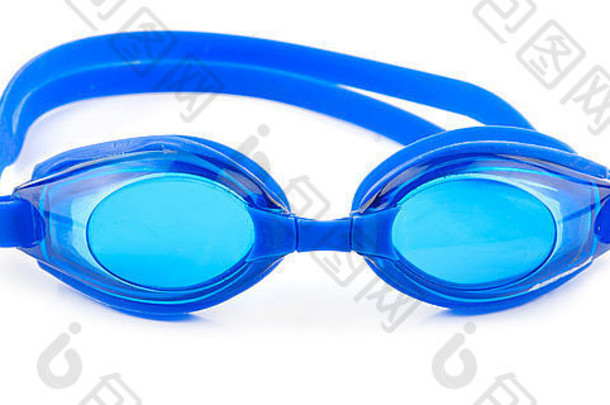 蓝色的护目镜游泳白色背景