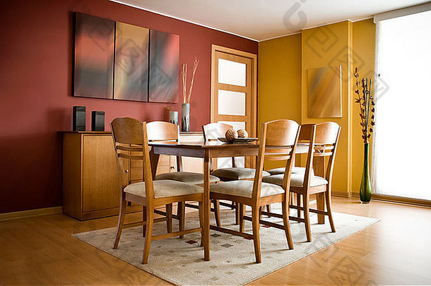 室内设计系列现代色彩斑斓的餐厅房间