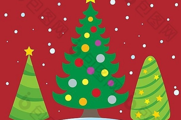 程式化的圣诞节树主题图像图片插图