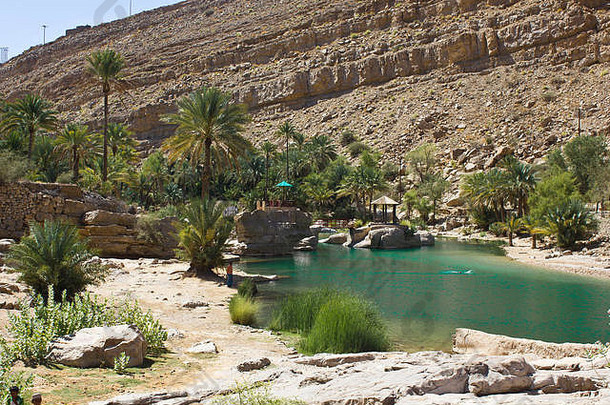 moqul洞穴Wadi巴尼哈<strong>立德</strong>绿洲阿曼沙漠景观