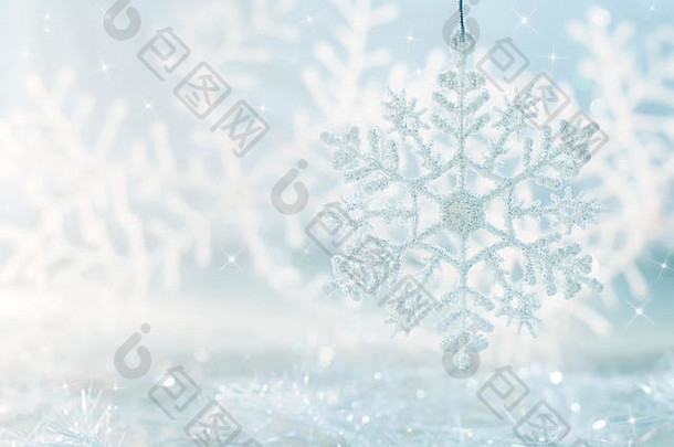 雪花蓝色的节日背景美丽的圣诞节背景
