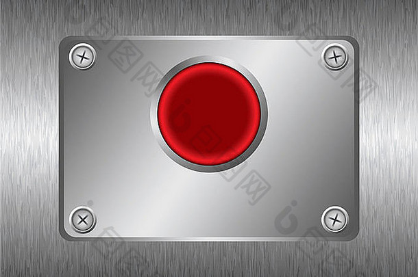摘要刷金属背景红色的按钮银螺丝