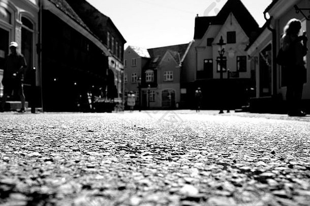 黑与白可爱的几何摘要喜怒无常的有创意的的角度来看人行道上路表面面积wayart