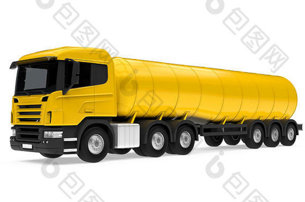 黄色的燃料油轮卡车