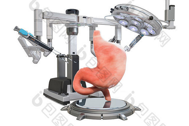 机器人手术胃概念呈现孤立的白色背景