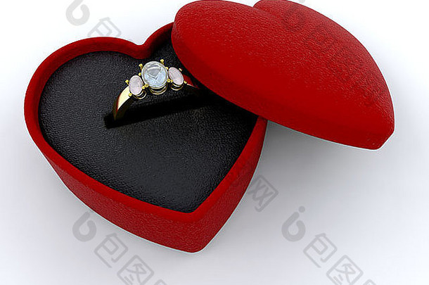 订婚环心形状的盒子