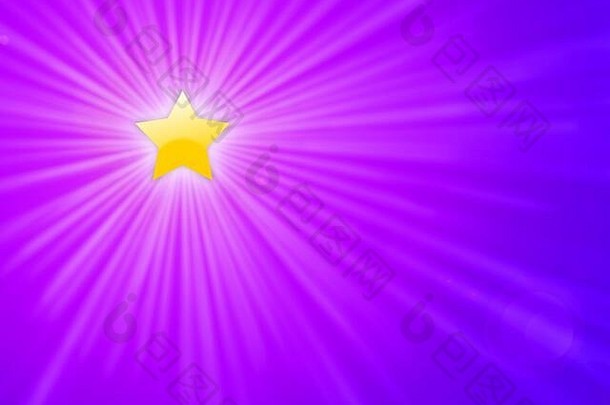 黄色的闪亮的明星光射线紫色的粉红色的梯度背景