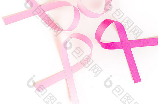女人的健康象征粉红色的丝带白色bacckground