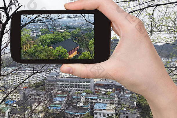 旅行概念旅游照片视图桂林城市中国春天晚上智能手机
