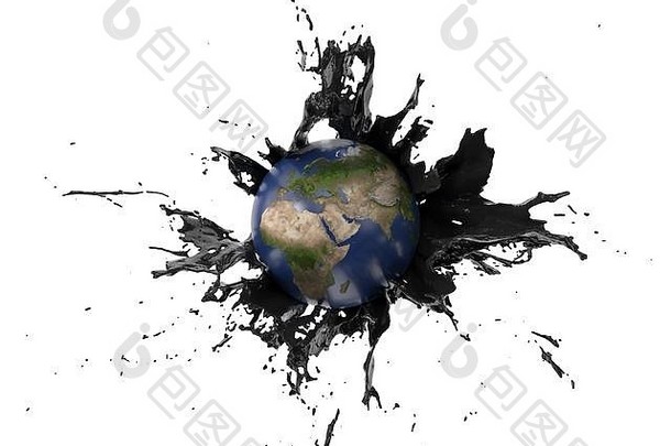 石油飞溅覆盖地球合适的燃料石油埃内里未来主题插图