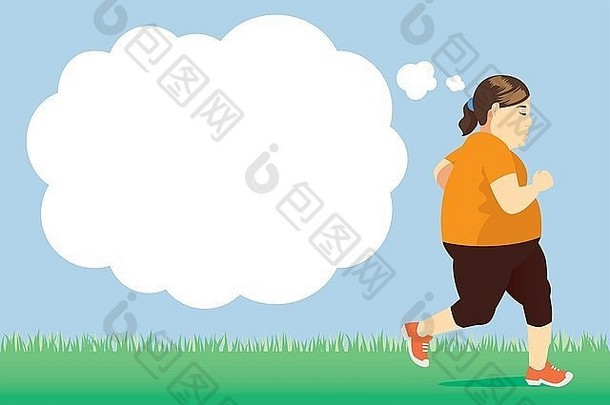 脂肪女人失去重量慢跑公园