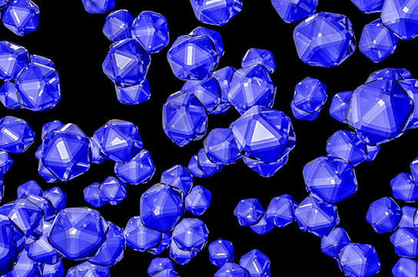 蓝色的三维晶体摘要呈现