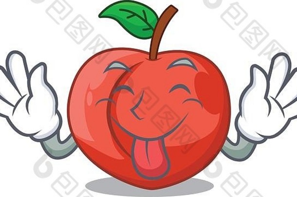 舌头水果高丽油桃孤立的吉祥物