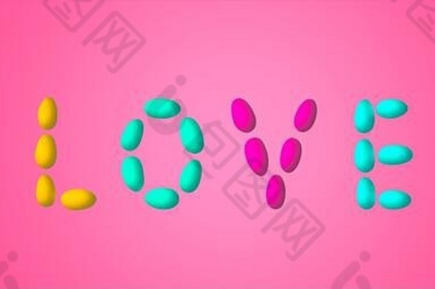 情人节一天糖果有创意的最小的风格横幅糖果孤立的粉红色的背景浅深度场有创意的食物概念