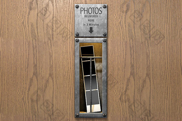 渲染照亮古董照片展位检索槽照片带木完成了表面