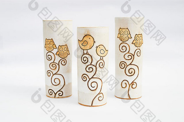 陶瓷瓷器花瓶白色背景