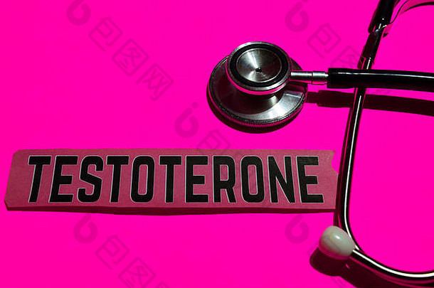 testoterone纸医疗保健概念听诊器粉红色的烤肉
