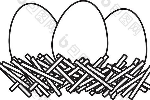 单色轮廓巢鸡蛋