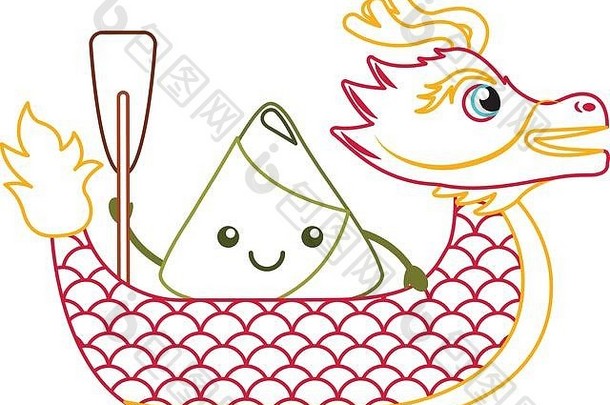 红色的龙大米饺子划节日中国人