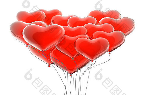 红色的心气球呈现