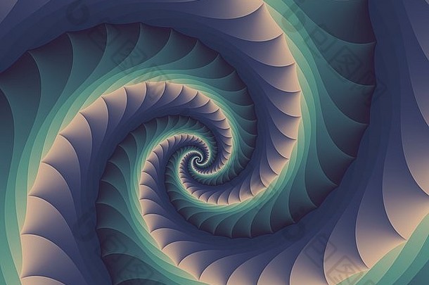 绿松石波浪数字艺术摘要螺旋分形背景