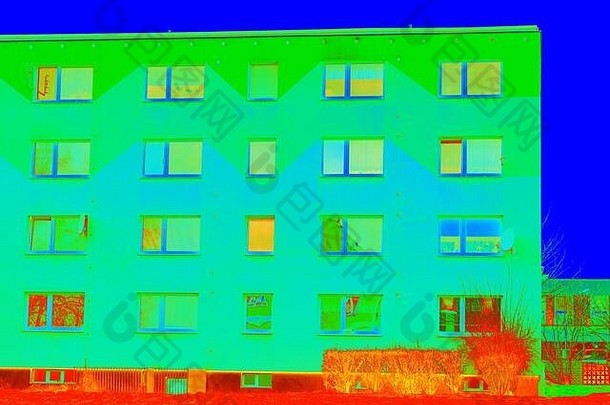 能源浪费传统的混凝土建筑温度记录扫描基础设施温度记录照片