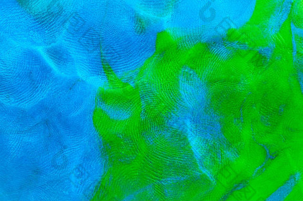 混合蓝绿色平橡皮泥纹理截然不同的指纹小灰尘粒子表面