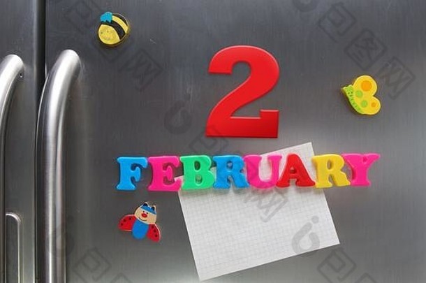2月日历日期使塑料磁信持有请注意图纸通过冰箱