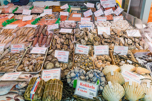 海鲜冰鱼市场阿姆斯特丹荷兰