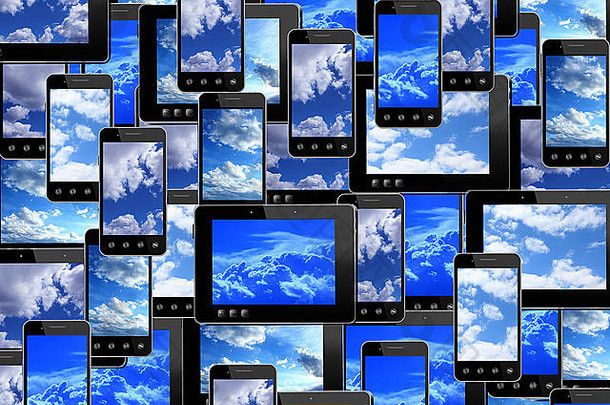 智能手机平板电脑图像蓝色的天空