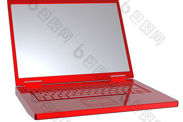闪亮的<strong>红</strong>色的移动PC电脑孤立的白色